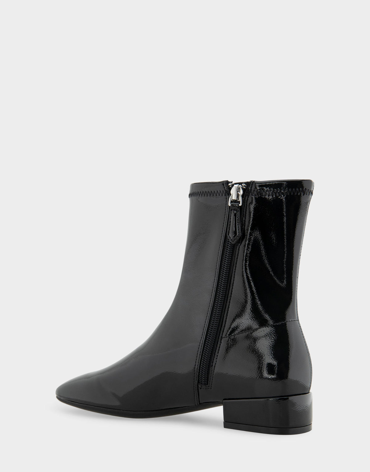 Aerosoles Comfortable Women's Low Block Heel Bootie In Black Patent Faux Leather