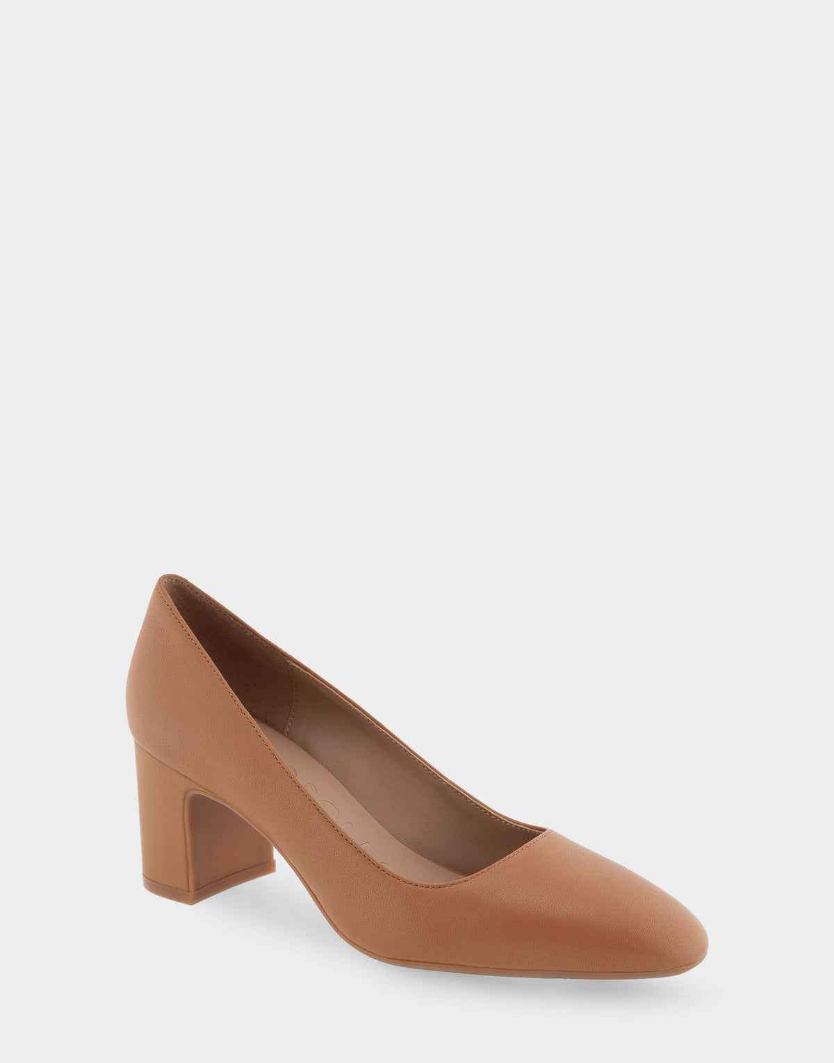 Aerosoles Minetta Tan Leather Mid-Heel Pump