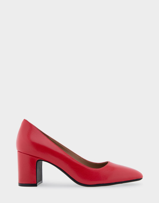 Aerosoles Minetta Racing Red Leather Mid-Heel Pump