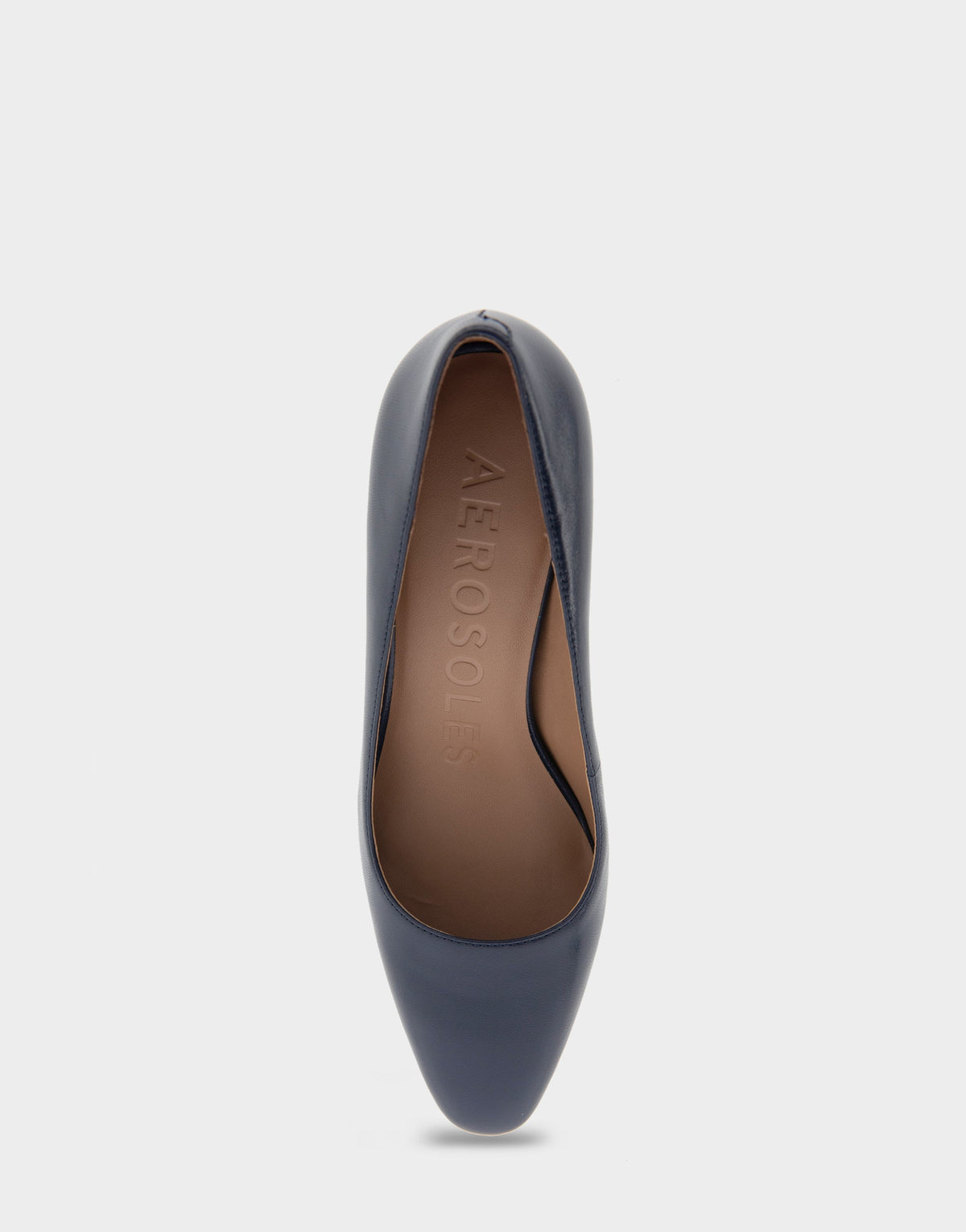 Aerosoles Minetta Navy Leather Mid-Heel Pump