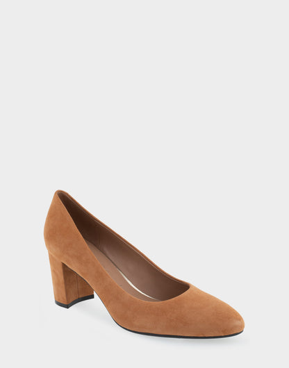 Aerosoles Betsy Tan Genuine Suede Mid Heel Pump