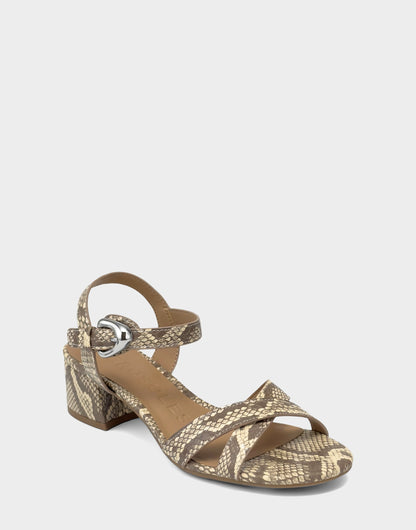 Aerosoles Women's Heeled Sandal in Pale Yellow Faux Snake Print