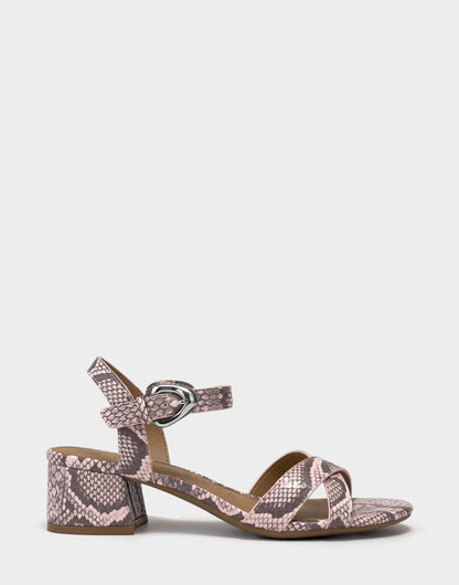 Aerosoles Women's Heeled Sandal in Pale Pink Faux Snake Print