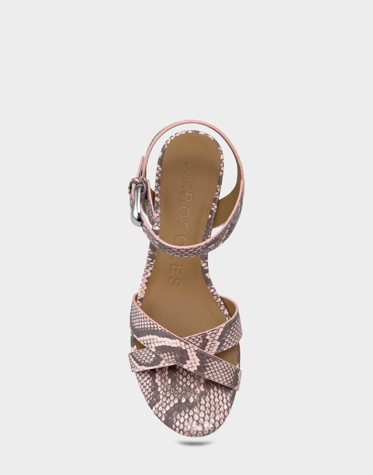 Aerosoles Women's Heeled Sandal in Pale Pink Faux Snake Print