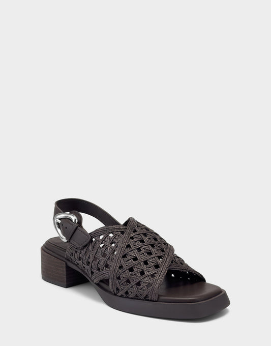 Aerosoles Demi Sandal In Dark Brown Crochet Raffia
