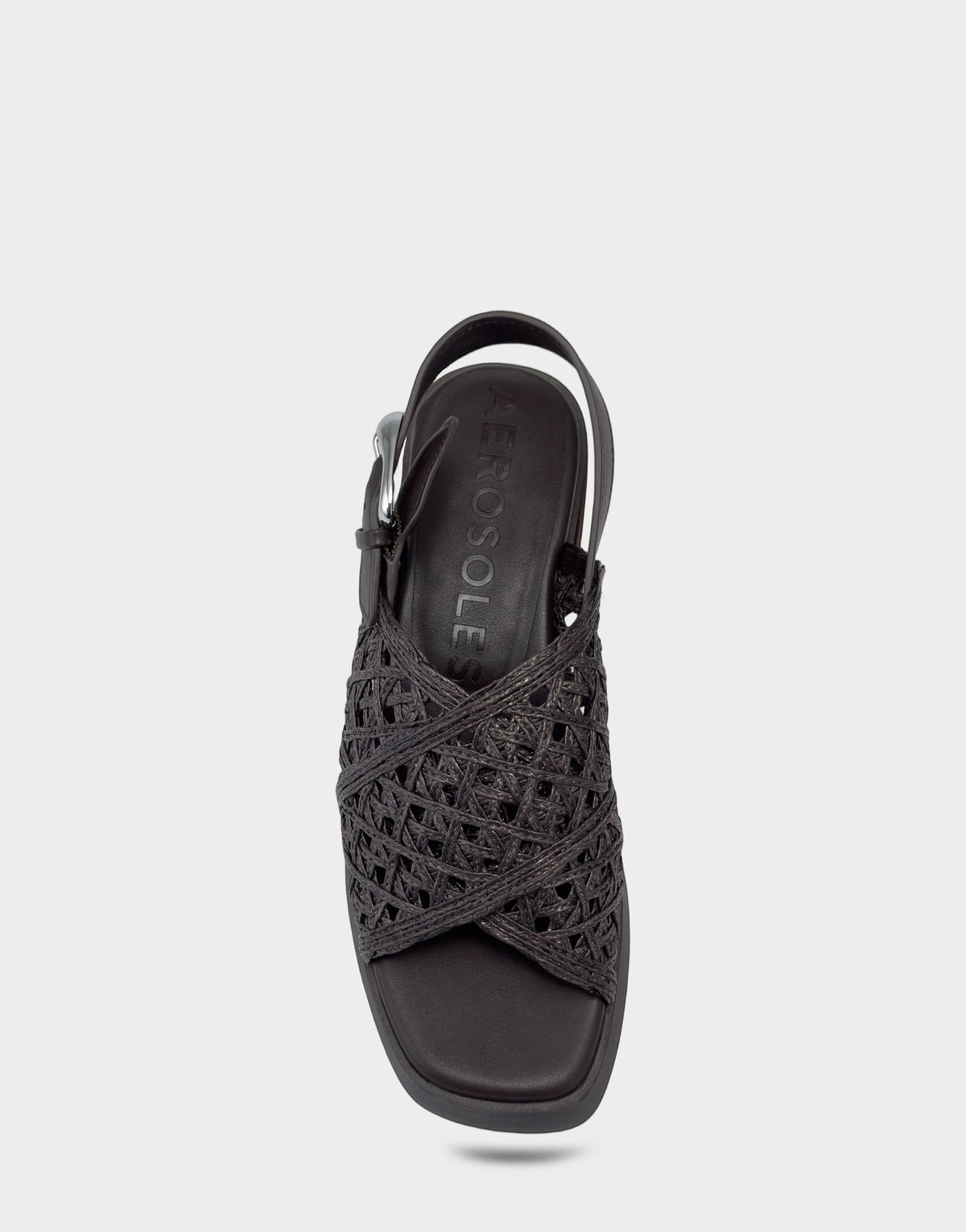 Aerosoles Demi Sandal In Dark Brown Crochet Raffia