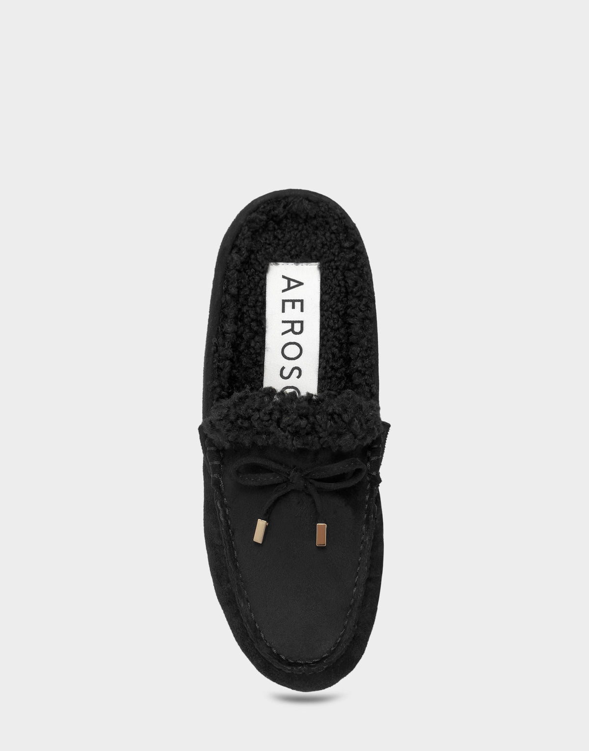 Aerosoles Women's Loafer Mule in Black Faux Suede/Shearling