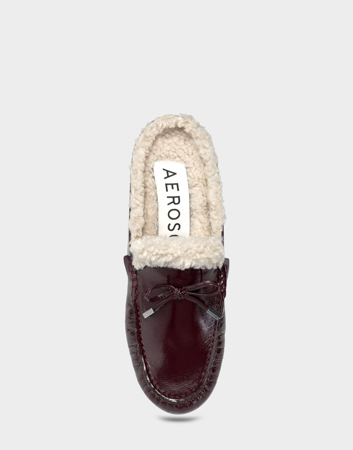 Aerosoles Women's Loafer Mule in Merlot Crinkle Patent/Shearling