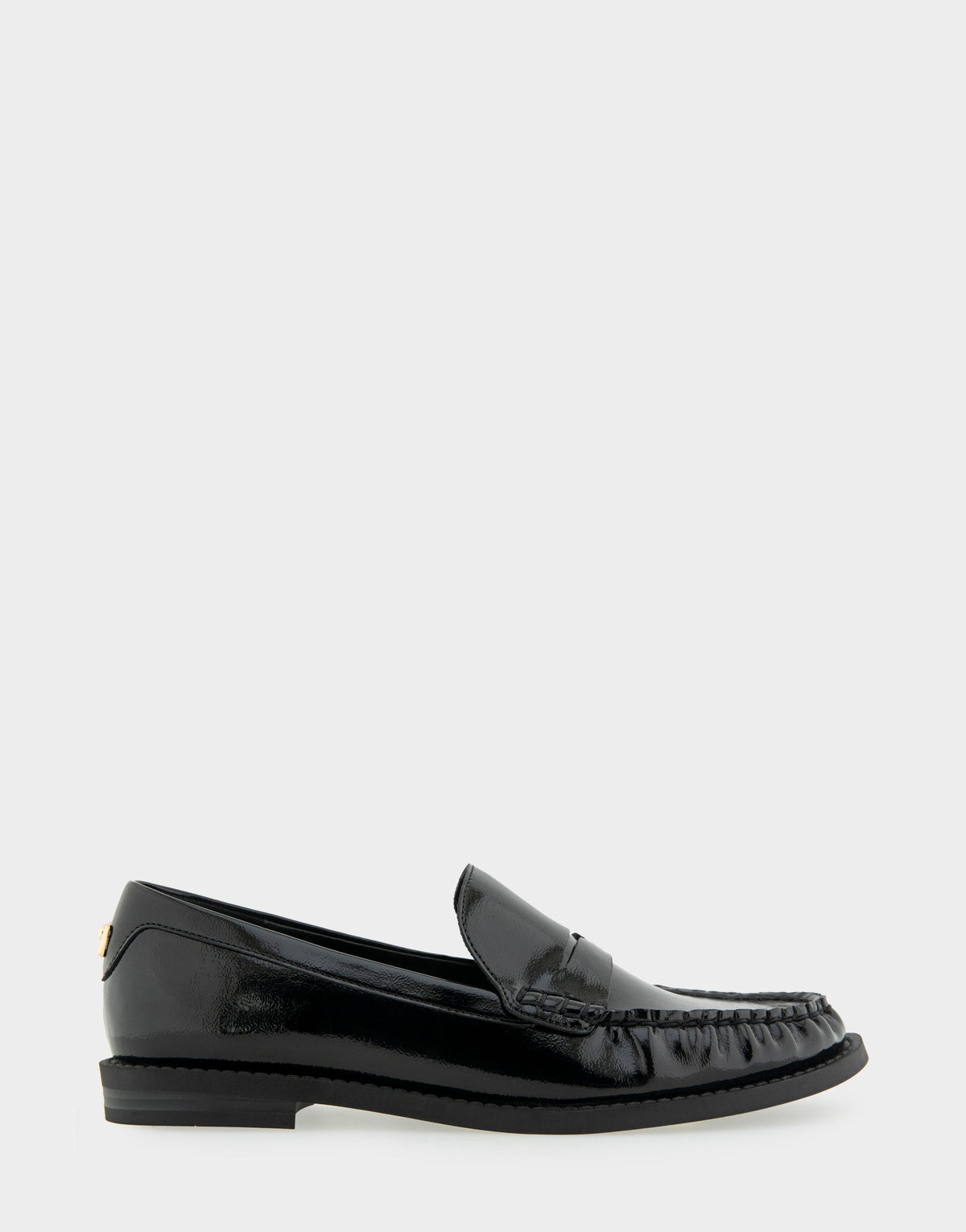 Aerosoles Sienna Black Crinkled Patent Faux Leather Lightweight Flexible Tailored Weejun Loafer