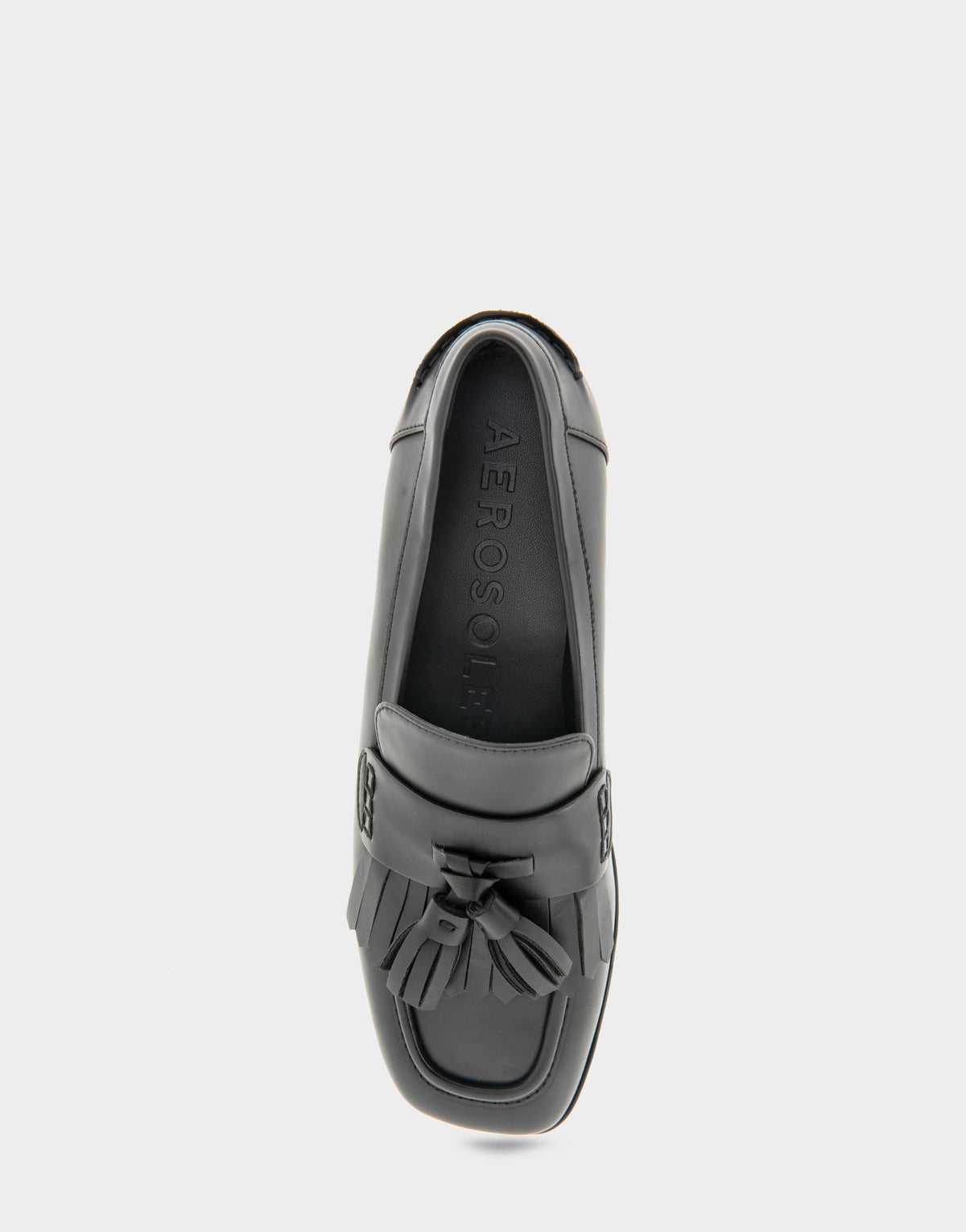 Aerosoles Women's Flatform Loafer in Black Faux Leather