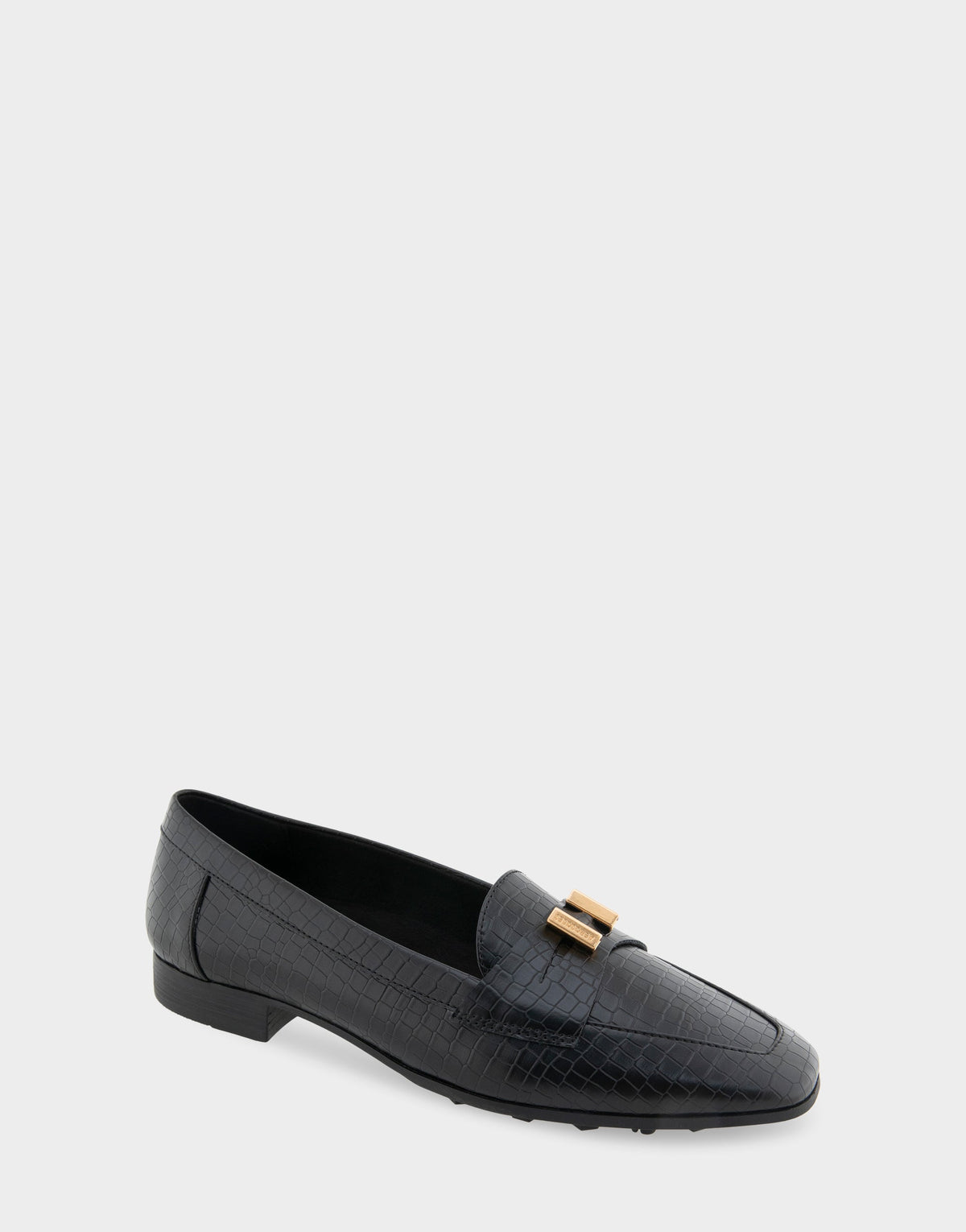 Aerosoles Women's Tailored Loafer in Black Embossed Croco