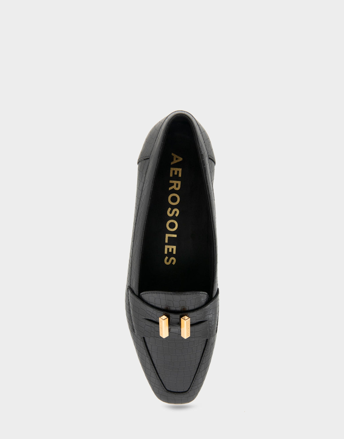 Aerosoles Women's Tailored Loafer in Black Embossed Croco