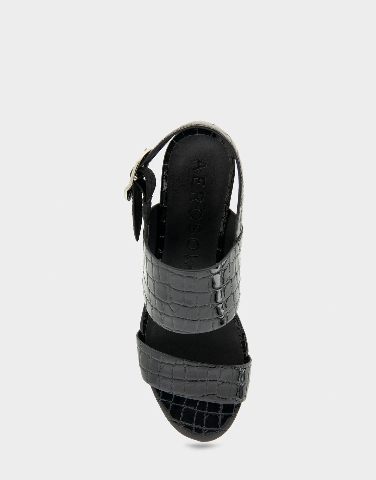 Aerosoles Comfortable Women's Platform Sandal in Black Jelly Croco Black Croco Faux Leather