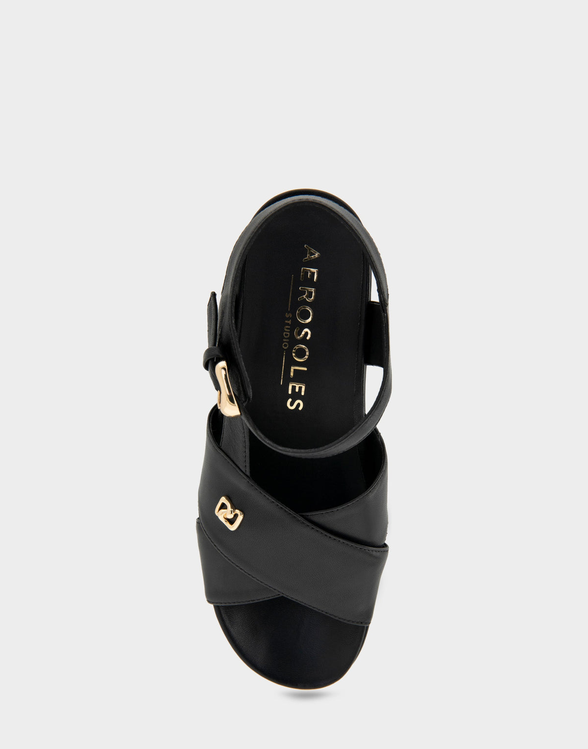 Aerosoles Comfortable Women's Platform Sandals in Black Leather