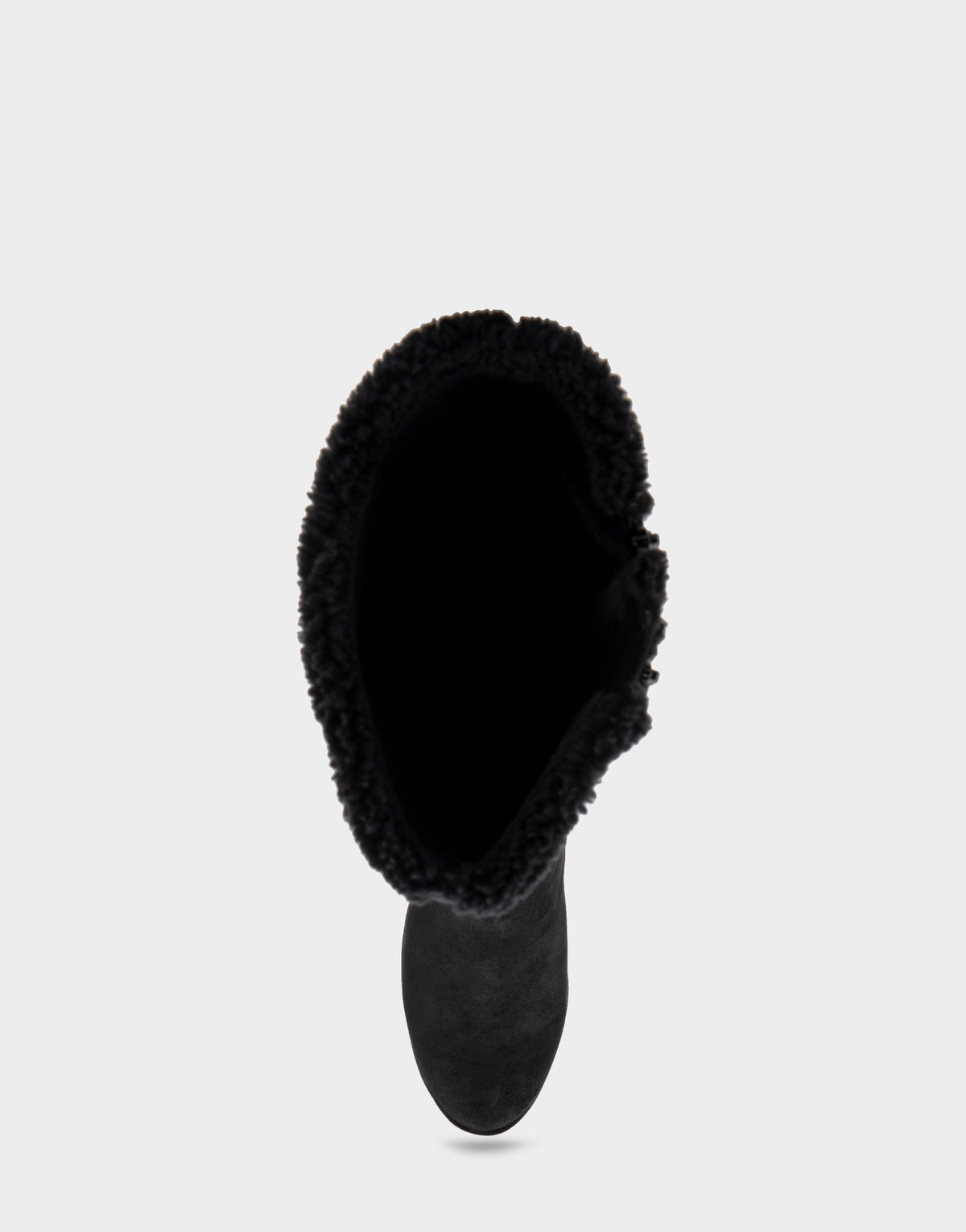 Aerosoles Comfortable Women's Faux Shearling Trimmed Knee High Wedge Boot in Black Faux Suede Faux Suede