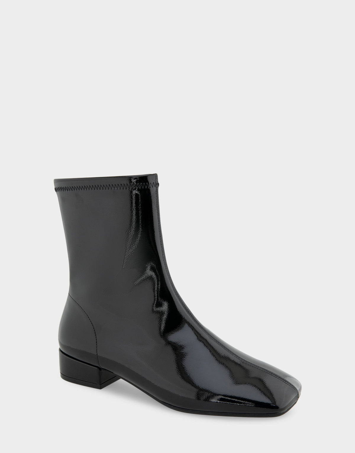Aerosoles Comfortable Women's Low Block Heel Bootie In Black Patent Faux Leather