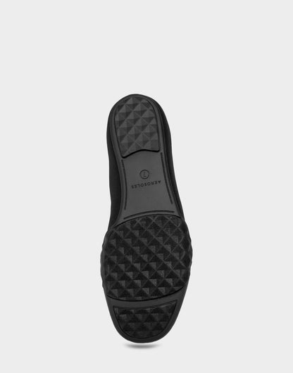 Aerosoles Comfortable Women's Sneakerina Flat In Black Stretch Gabardine
