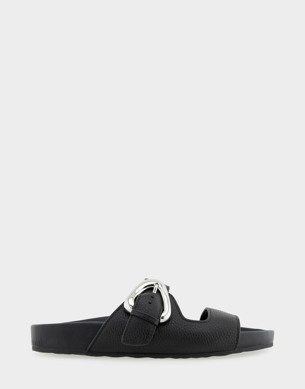 Aerosoles Comfortable Women's Footbed Sandals in Black Pebbled Leather