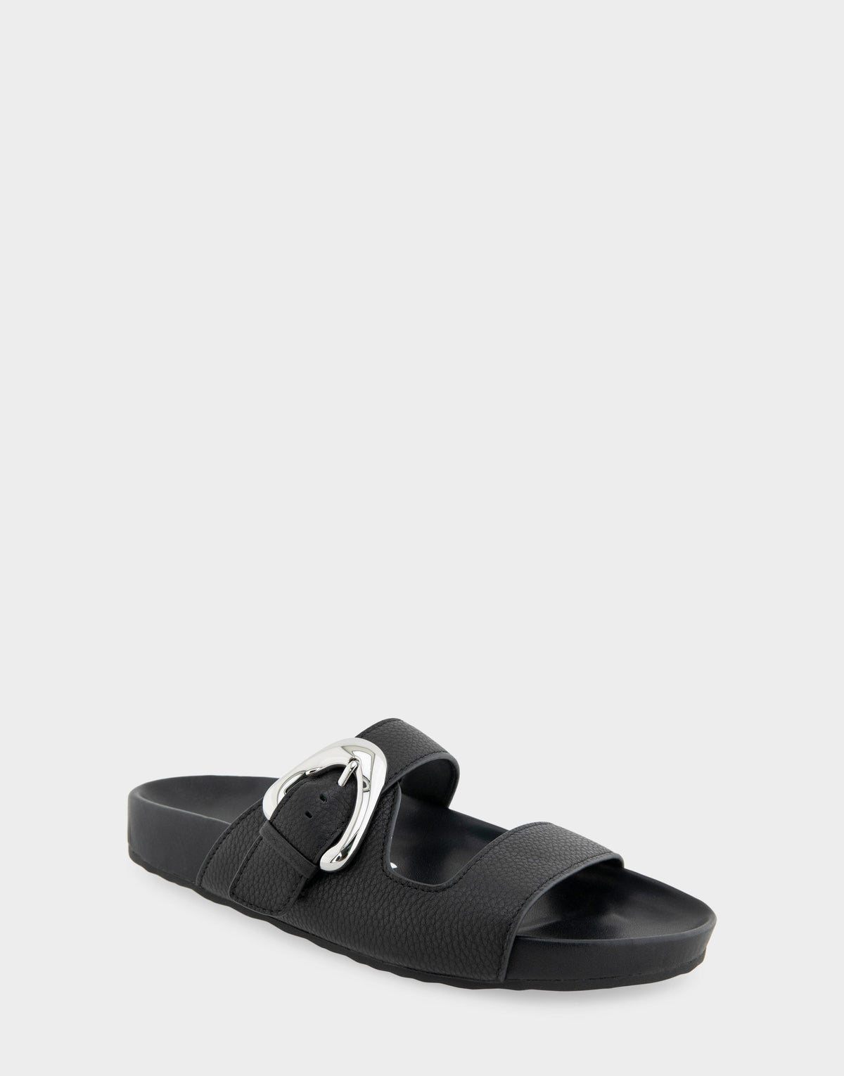 Aerosoles Comfortable Women's Footbed Sandals in Black Pebbled Leather