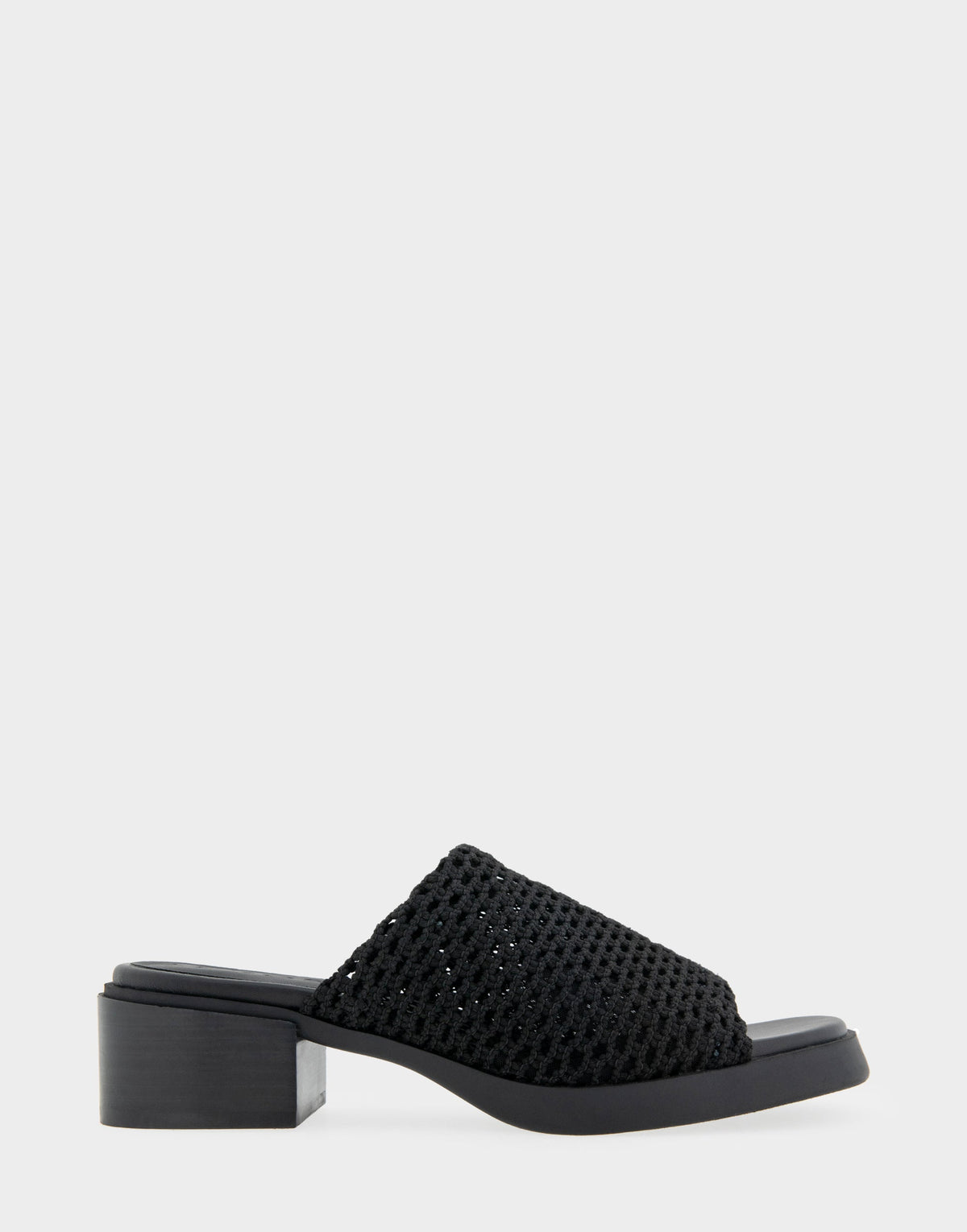 Aerosoles Comfortable Women's Knit Slip On Low Block Heel Sandal in Black Knit Fabric